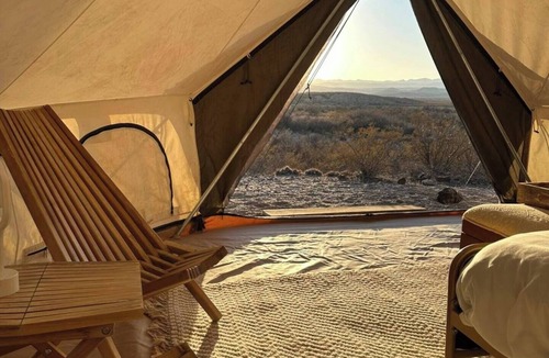 Alpine RV Rental | Terlingua Glamping with stunning desert views & queen bed