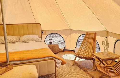 Alpine RV Rental | Terlingua Glamping with stunning desert views & queen bed