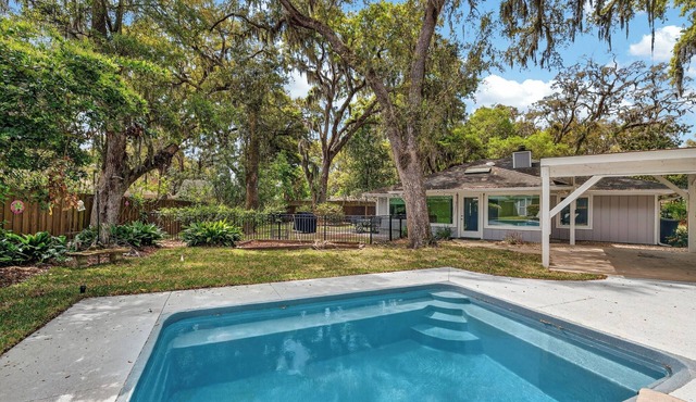 4 bedrooms 2 1/2 baths with pool that can be heated.