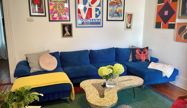 Art filled German Village House. Double lot fenced in yard with 2 car garage
