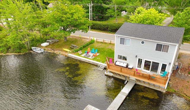 Lakefront home w/private dock & beach, firepit, great water views, and gas grill