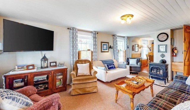 Ocean Point home, large porch, ocean view, water access